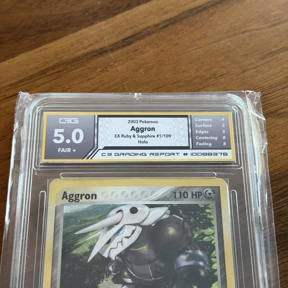 Pokemon EX Ruby Sapphire Aggron Reverse Holo Rare 1/109 C3 Grading 5.0 Fair
